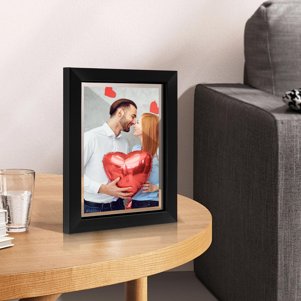 5x7 Floating Picture Frames Set of 6, Black Frame, Wooden