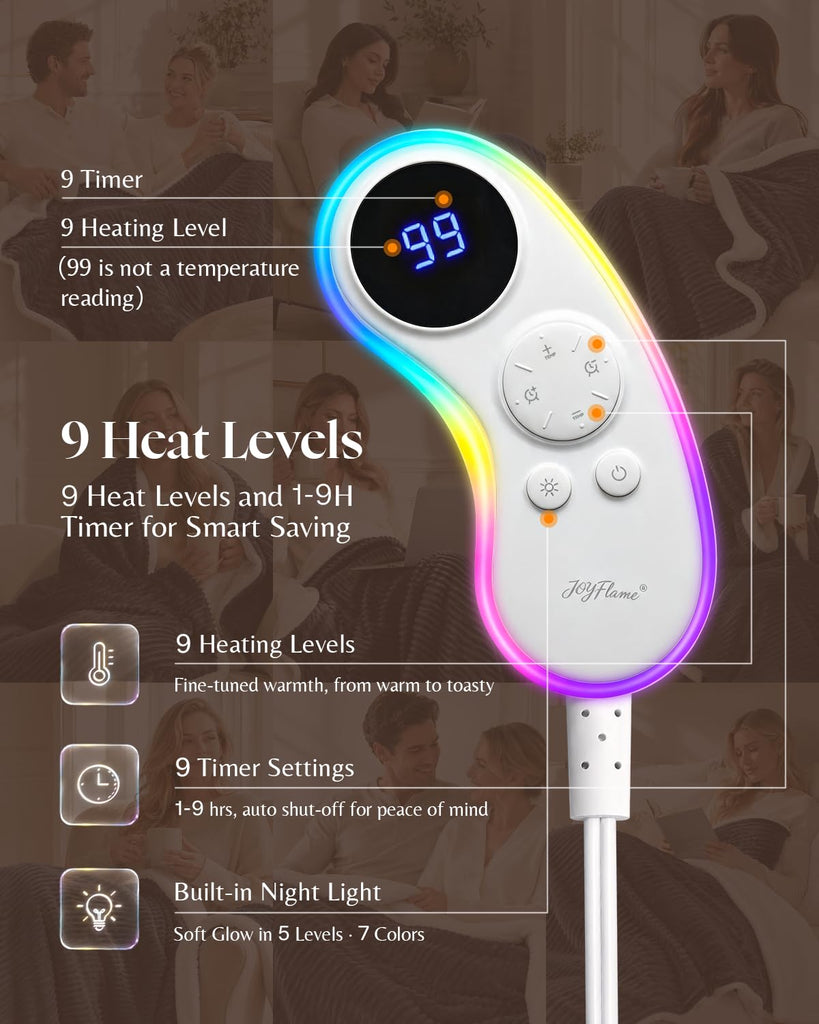 Ultrasoft Electric Heated Blanket Throw: 125.6°F Fast Even Heat