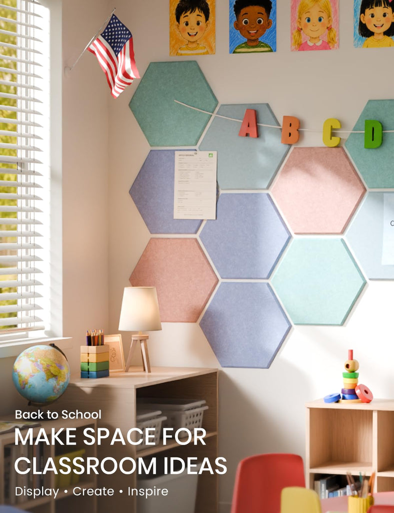 Large 12-Pack Hexagon Felt Bulletin Board Tiles, Coastal Haze