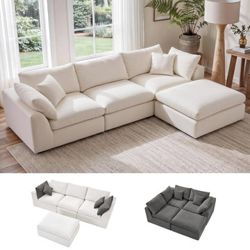 108" Cloud Sectional Couch with 2 Washable Cover Sets