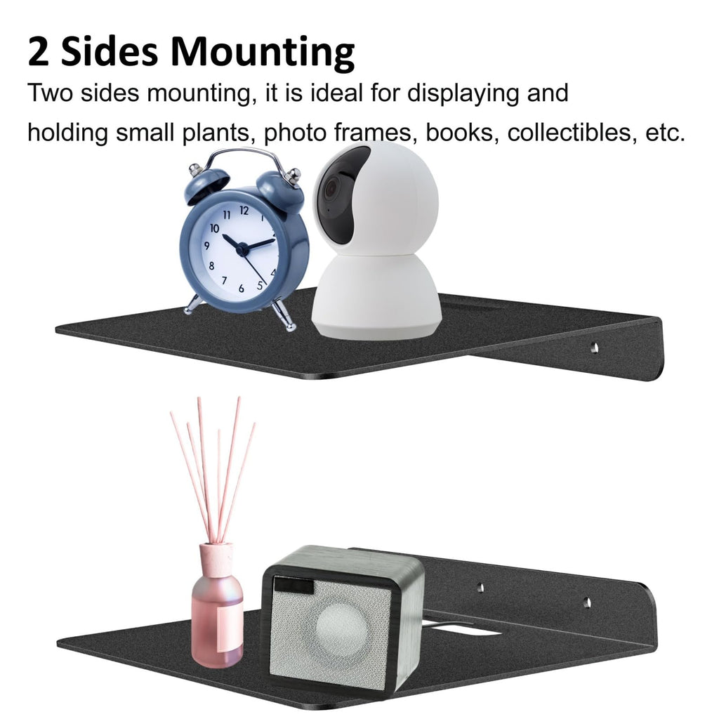 Small Floating Shelf, Wall Shelf, Metal Floating Shelves for Echo, Cameras, Small Speaker, Wall Shelves (Black 1pcs