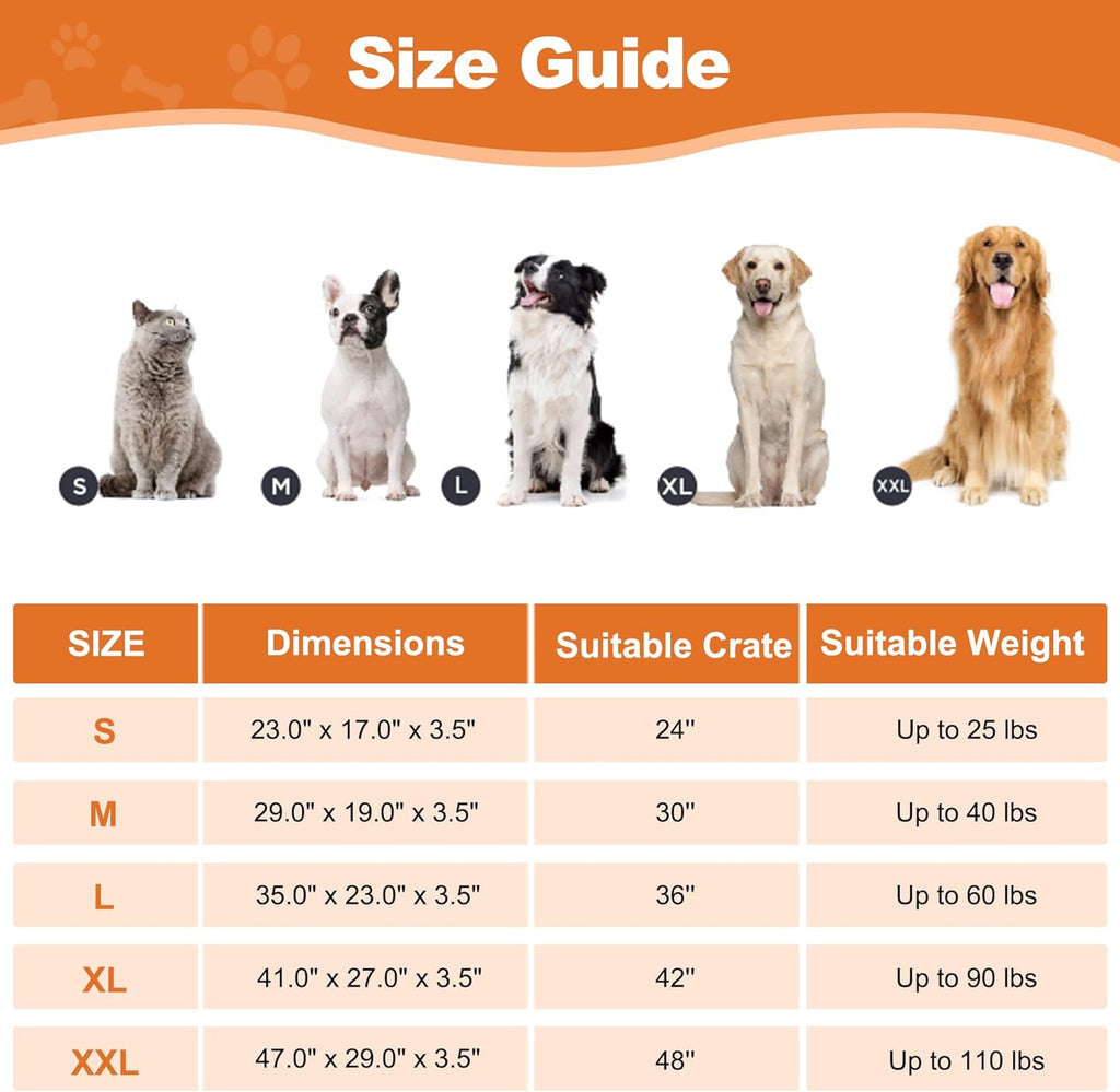 Deluxe Washable Dog Bed for Large Dogs Dog Crate Mat 35 Inch Comfy Fluffy Kennel Pad Anti-Slip for Dogs Up to 60 lbs