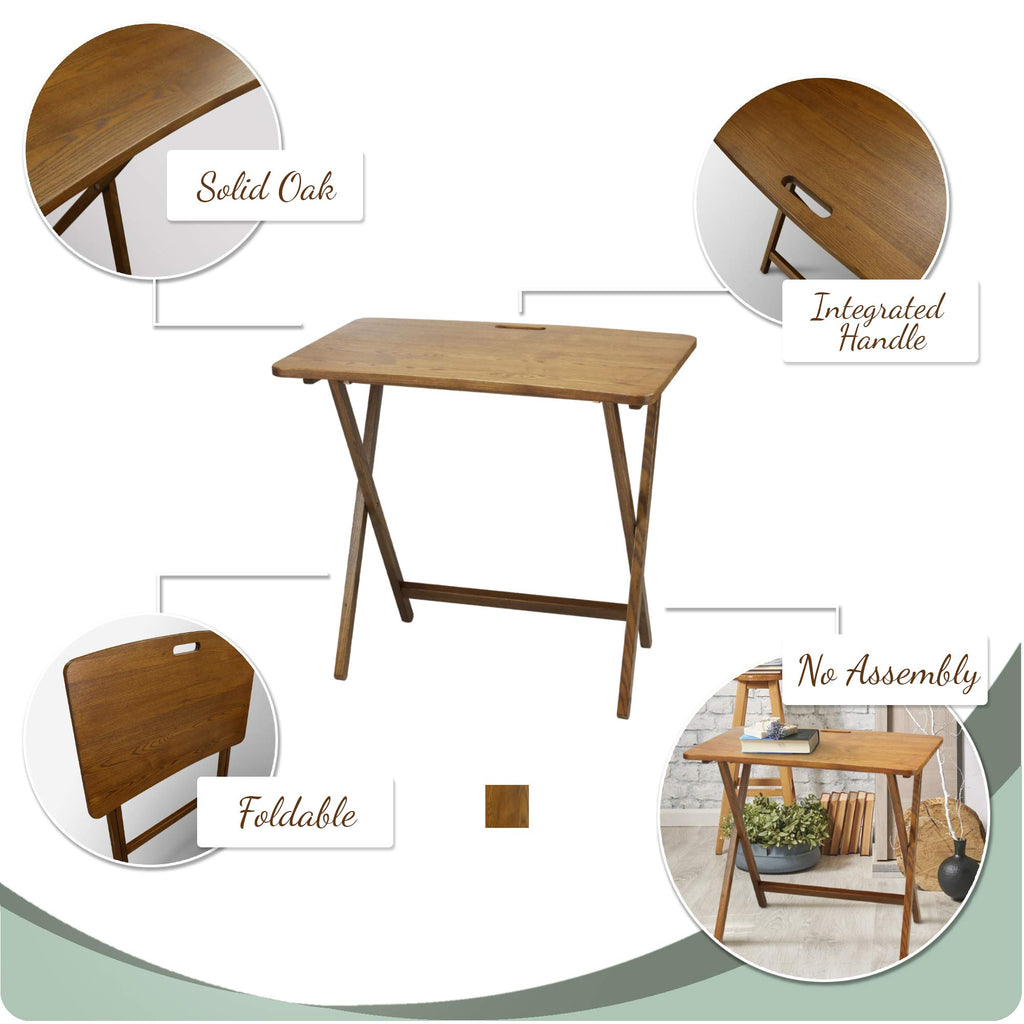 Presto Products Company Arizona Folding Table with Solid Red Oak, Warm Brown