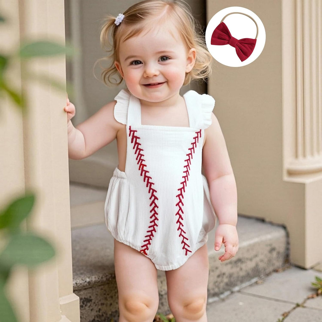 Infant Baby Boys Girls Overalls Sleeveless Baseball Embroidery Corduroy Romper Bodysuit Cute Newborn Outfit