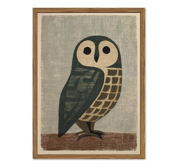 Japanese Owl Wall Art, Vintage Bird Wall Decor Painting Japan Mid Century Wildlife Animal Poster Canvas Prints