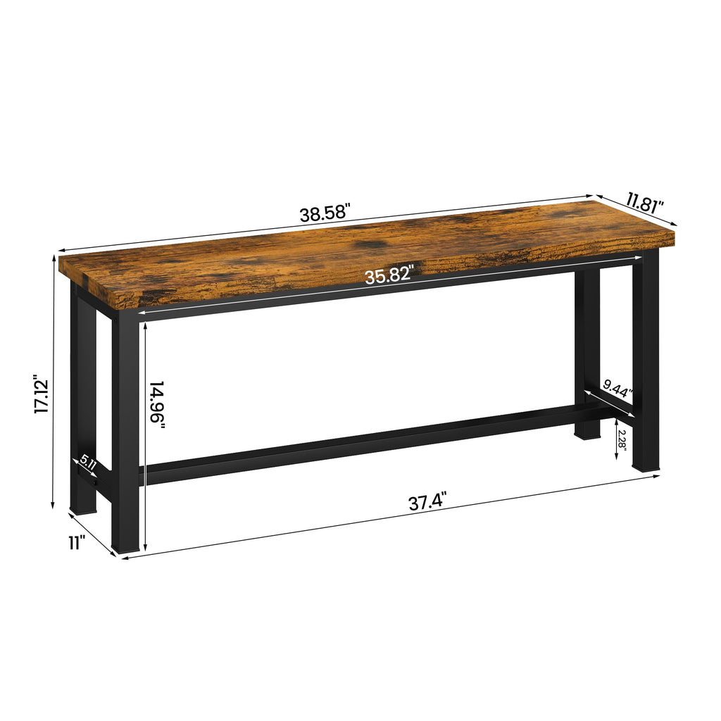 Dining Benches, 39 Inch Kitchen Bench, Pair of 2, Industrial Entryway Benchs Dining Room Bench with Metal Legs