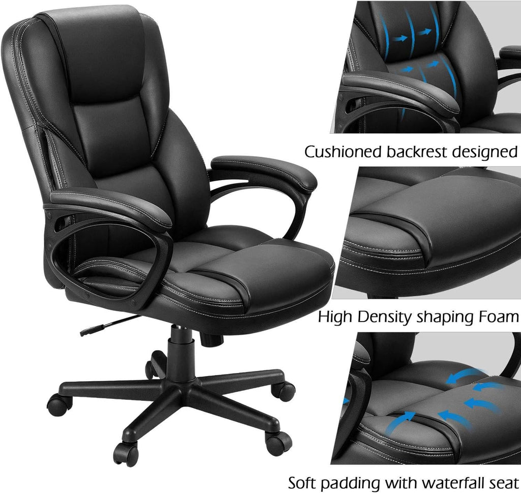Office Executive Chair High Back Adjustable Managerial Home Desk Chair, Swivel Computer PU Leather Chair with Lumbar