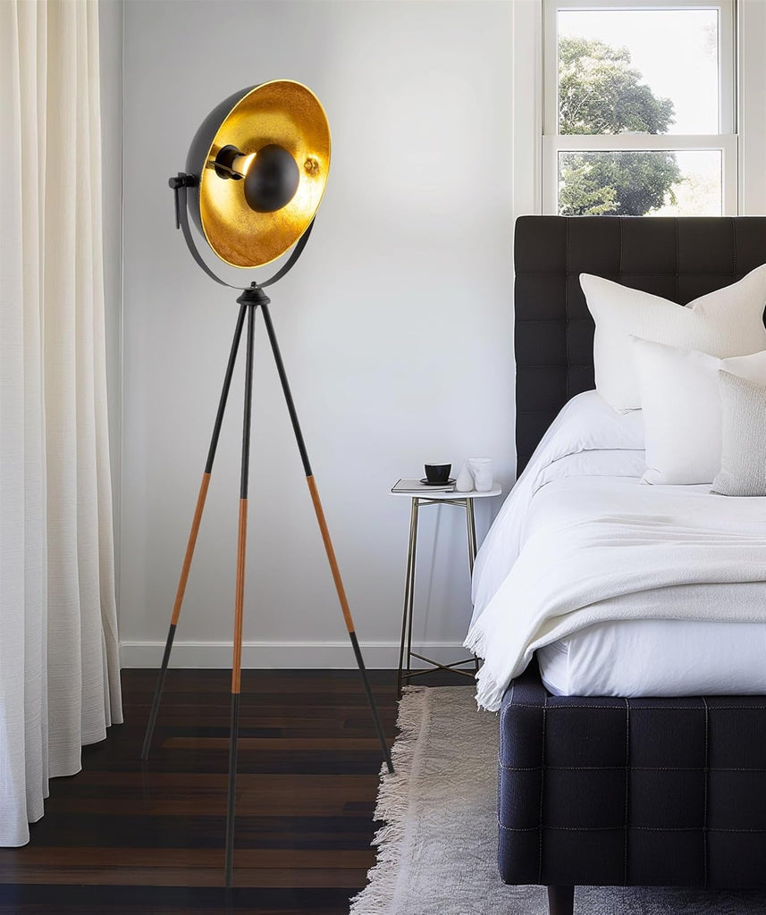 Sulis 58" Modern Tripod Floor Lamp with Gold Foil Satellite Shade