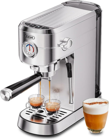 20 Bar Compact Espresso Machine ,Latte、Cappuccino Coffee Maker | BPA-free;34oz Water Tank;Built-in Pressure