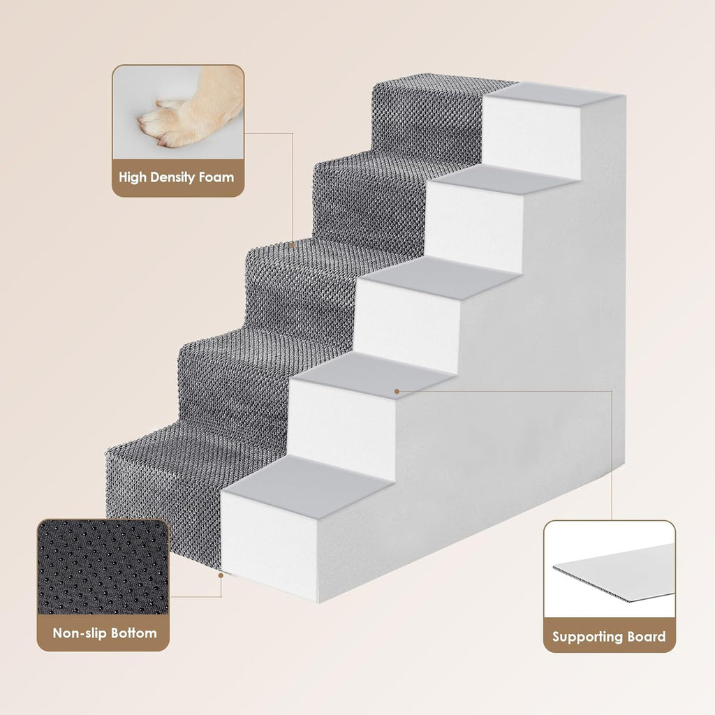 Dog Stairs for High Bed 22.5" H, 5-Step Dog Steps for Bed, Pet Steps for Small Dogs and Cats