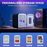 Mini Compact Refrigerator with Gaming Light, 4L Capacity/6 Cans Portable Mini Fridge, for Bedroom,Car,Office and Dorm