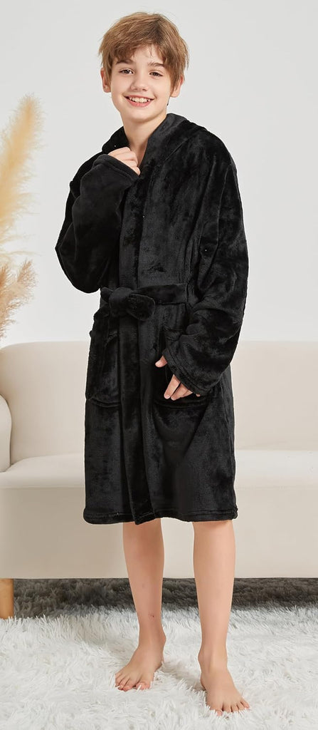 Boys Soft Fleece Robes Plush Hooded Bathrobes Sleepwear for Kids