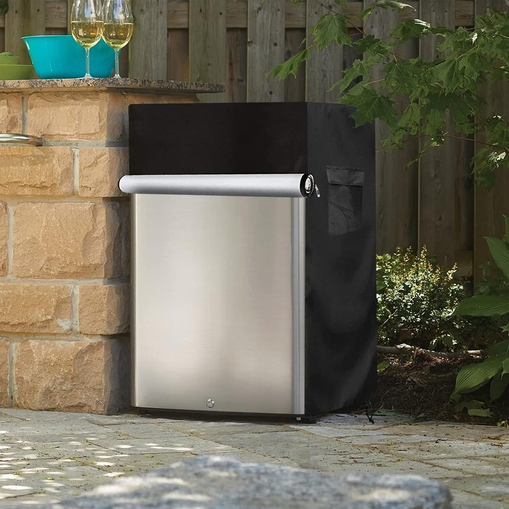 Beverage Refrigerator Cooler Cover,Outdoor Fridge Cover - Waterproof, Dustproof, Sun-Proof, 20" W x 20" D x 33" H.