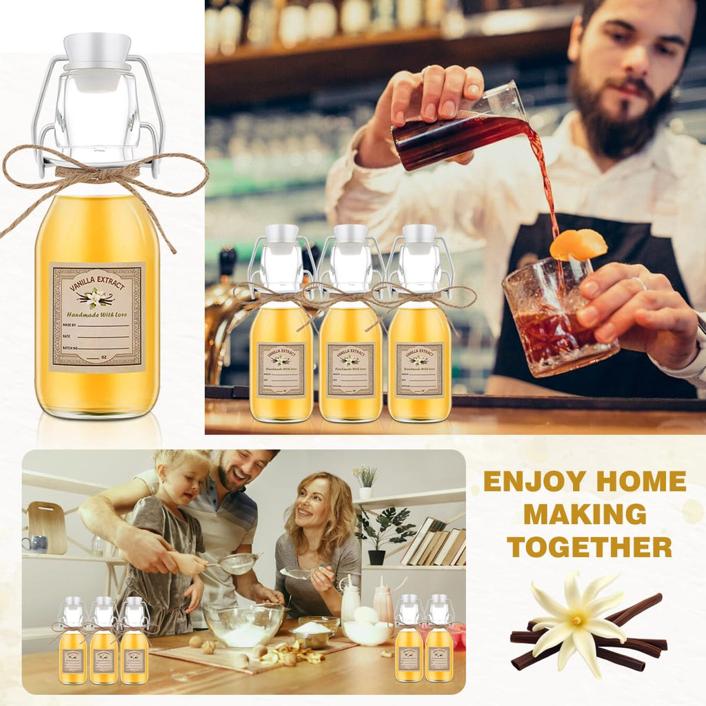 20Pcs 4 oz Swing Top Glass Bottles for Vanilla Extract Homemade, Flip Top Glass Bottles for Food Storage Canister for