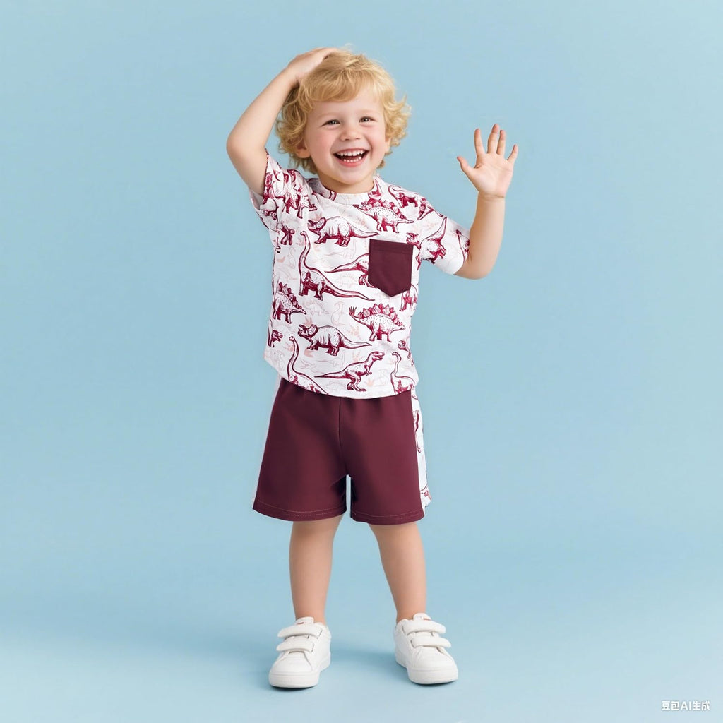 Toddler Baby Boy Outfits Shorts Sleeve Summer Beach Cocos T Shirts + Shorts Clothing Set