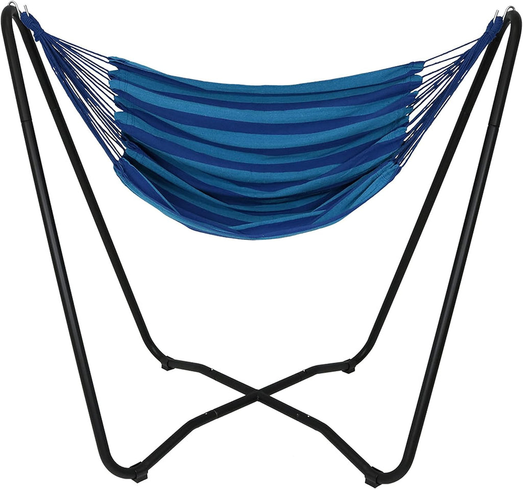 Hanging Hammock Chair with Stand, Beach Oasis | Space-Saving, Indoor or Outdoor Use, 330-Pound Capacity