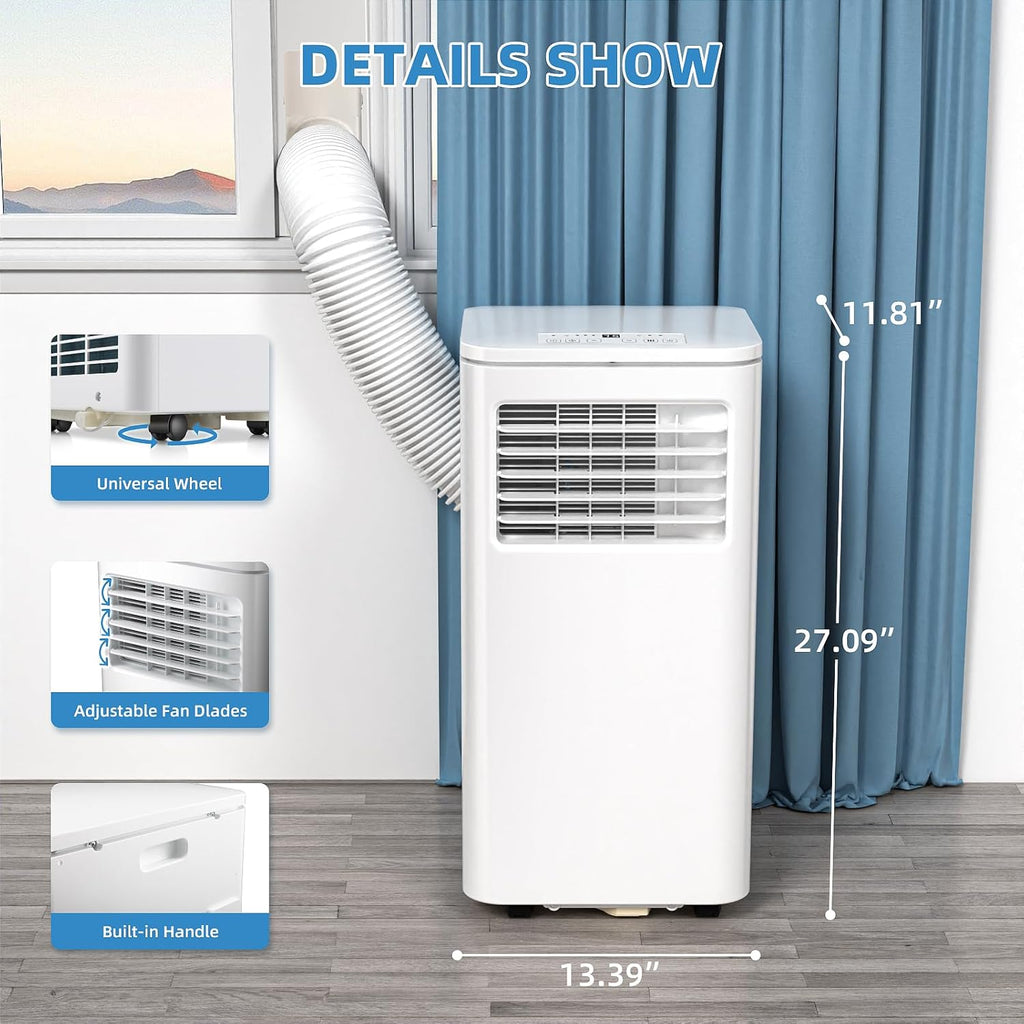 3-in-1 Portable Air Conditioners,8000BTU Portable AC Units Cools 350 Sq.Ft. with 24H Timer Remote Control