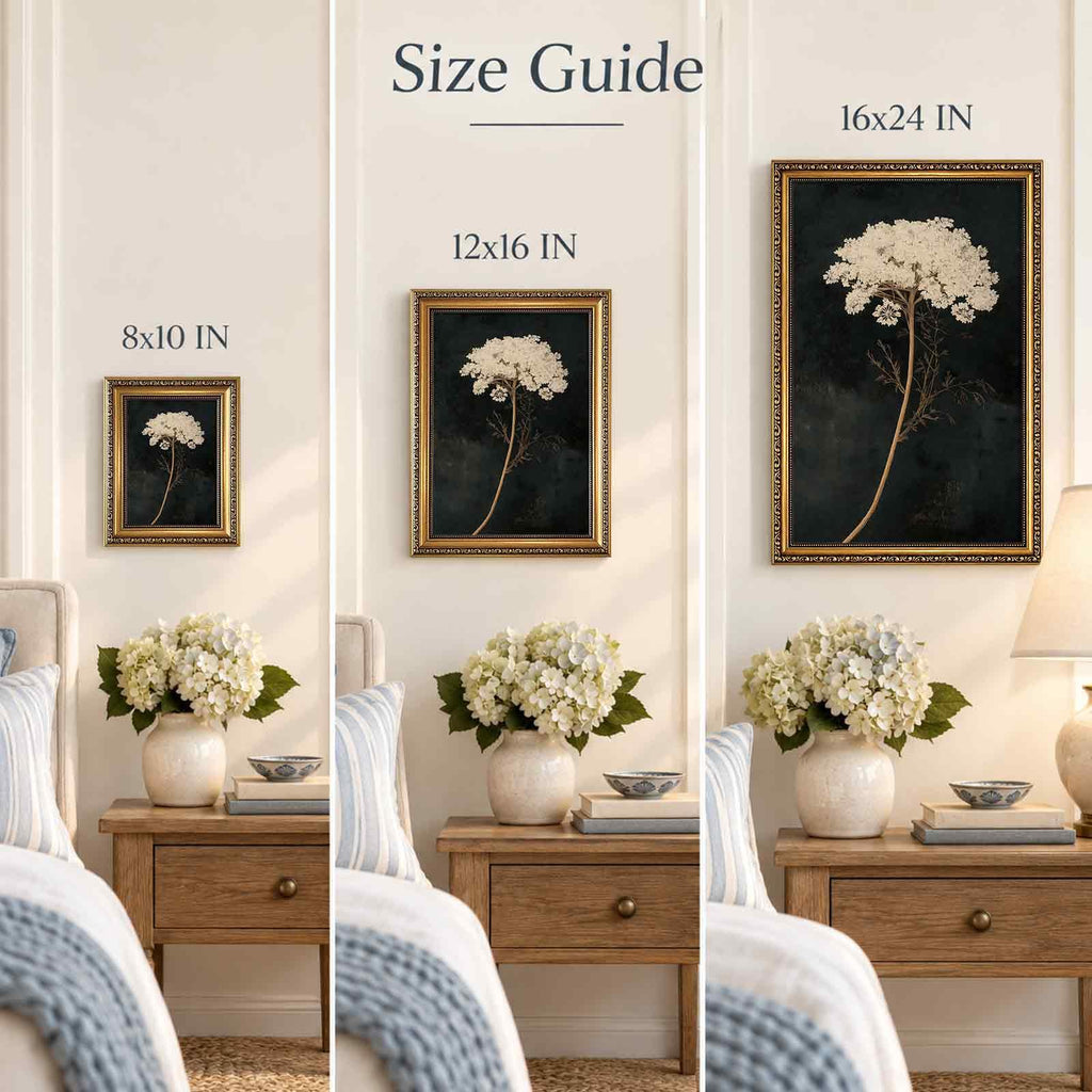 Vintage Gold Framed Moody Floral Wall Art Hydrangea Pictures 12x16in