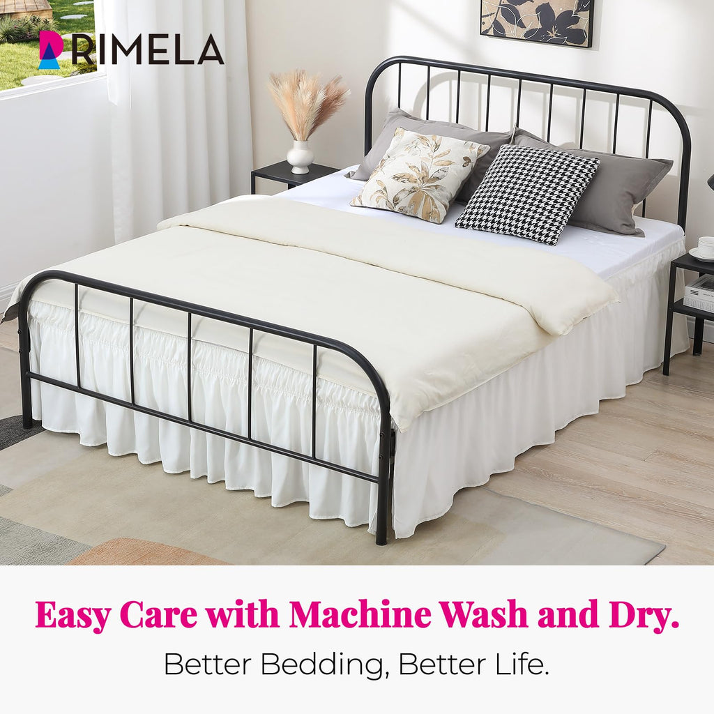 Full Bed Skirt 15 Inch Drop, Elastic Wrap Around with Split Corners