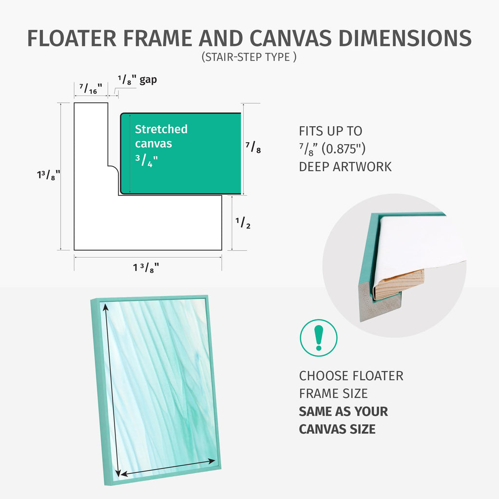 Floater Frame 24x48 for 3/4 (0.75) inch Deep Canvas Paintings/Canvas Prints/Wood Canvas Panels/Wall Art/Wall