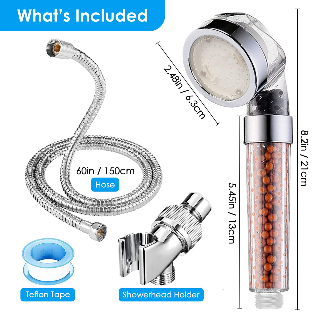 LED Handheld Shower Head Set with Filtration, Automatic 7-color Changing Shower Head Kit, High Pressure Handheld