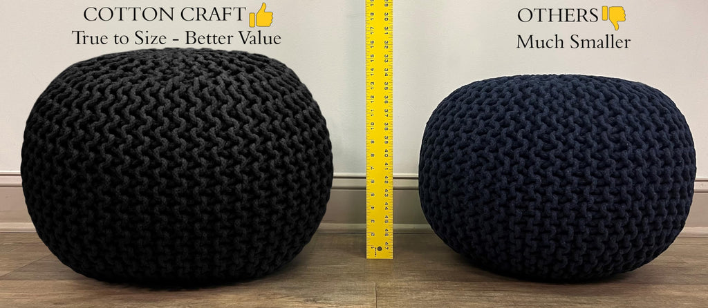 Round Green Pouf -Hand Knitted Cotton Braid Cord Dori Ottoman