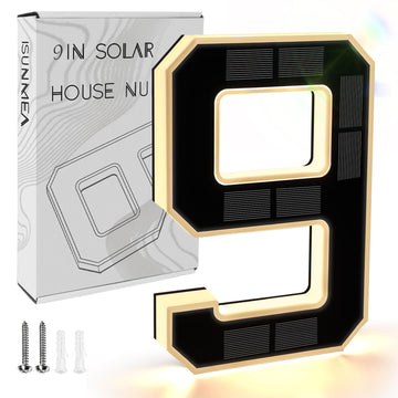 9 Inch Solar Lighted House Numbers for Outside, LED Address Signs