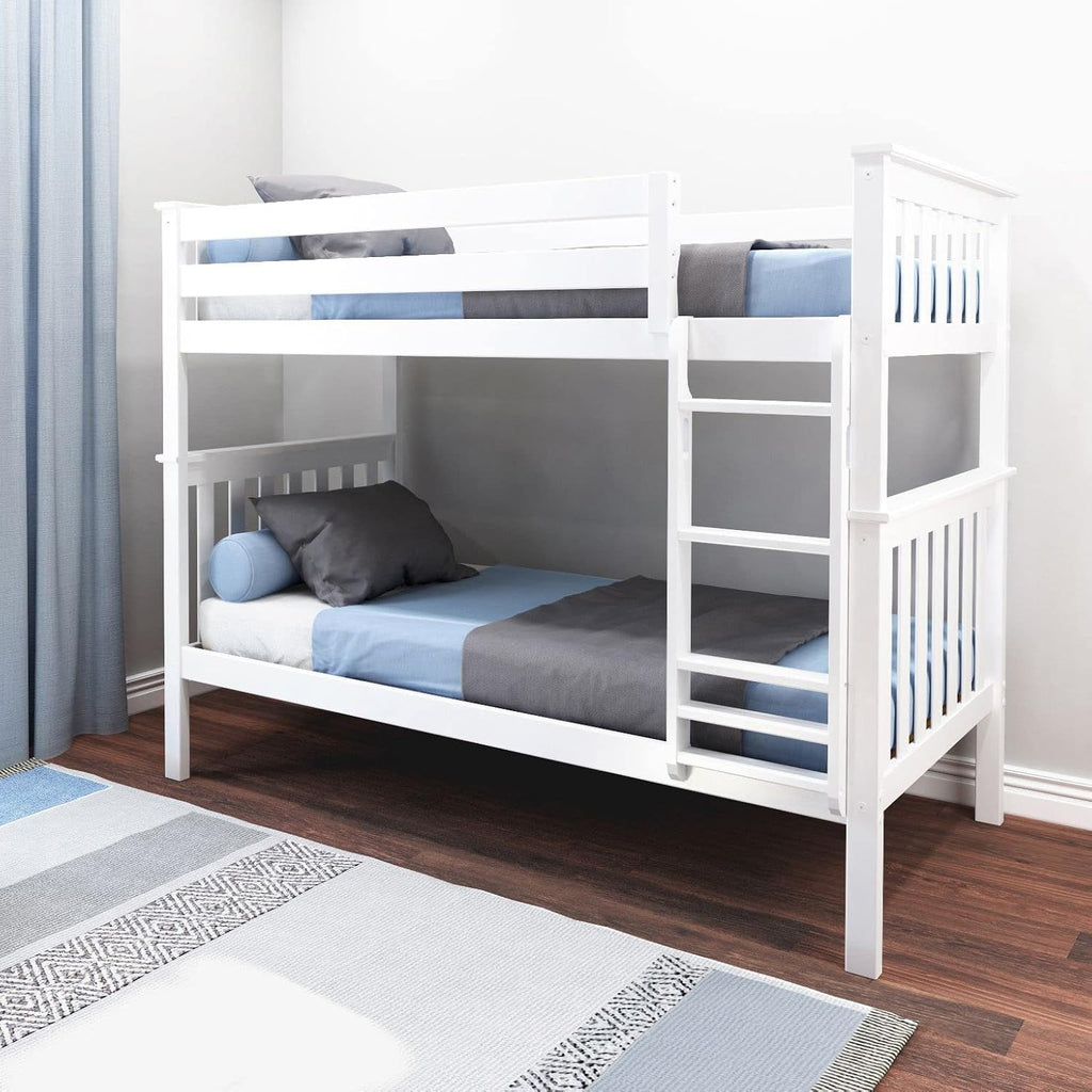 Bunk Bed Twin over Twin, Solid Wood Bunk Bed Frame with Ladder for Kids, 14" Safety Guardrails, Easy Assembly