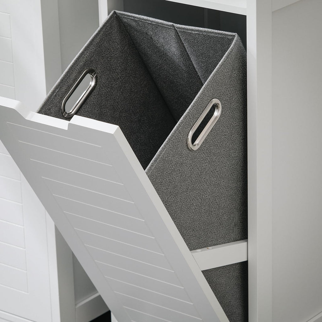 Tilt Out Laundry Hamper Cabinet, 35.4 x 11.8 x 11.8 in, White