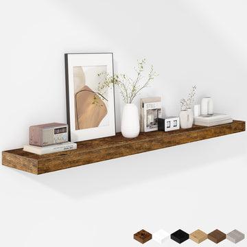 48 Inch Floating Shelves - Fireplace Mantel Shelf - Deep Wall Mounted Wood Storage Shelf, Farmhouse - 1 Pack, Rustic
