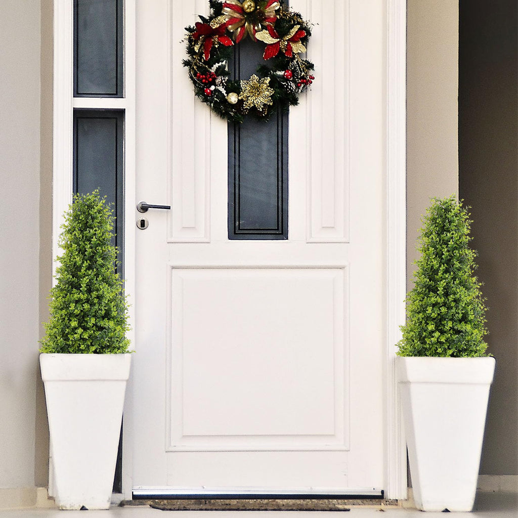 3ft Artificial Boxwood Topiary Trees for Outdoor Set of 2