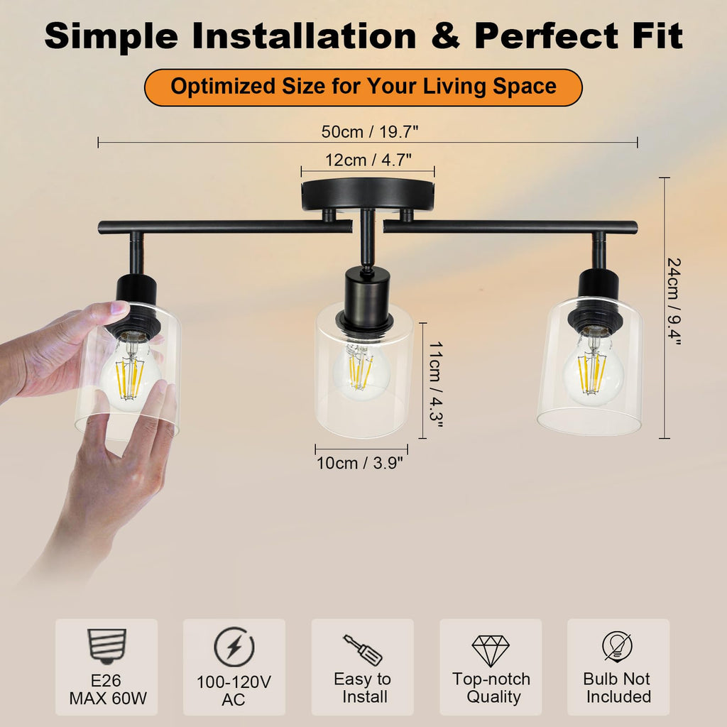 Track Lighting Fixture Black, Ceiling Wall Mount Spotlights
