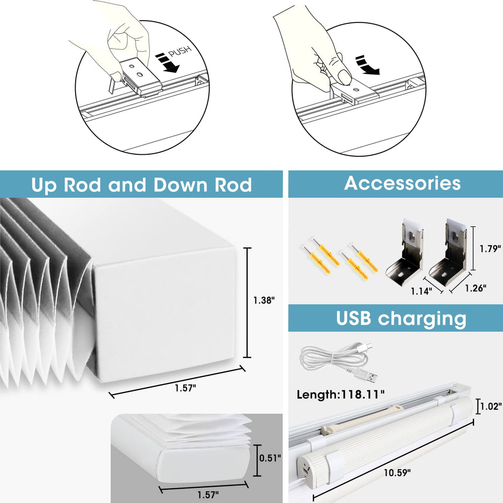 Motorized 60% Blackout Cellular Shade Compatible with Homekit Alexa, Smart Blinds Honeycomb Shade Light Filtering