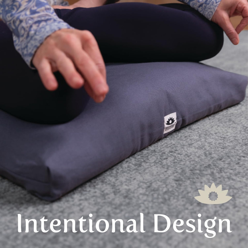 Zabuton, Eclipse line, Buckwheat Filled Meditation Cushion, 23" x 23" Natural