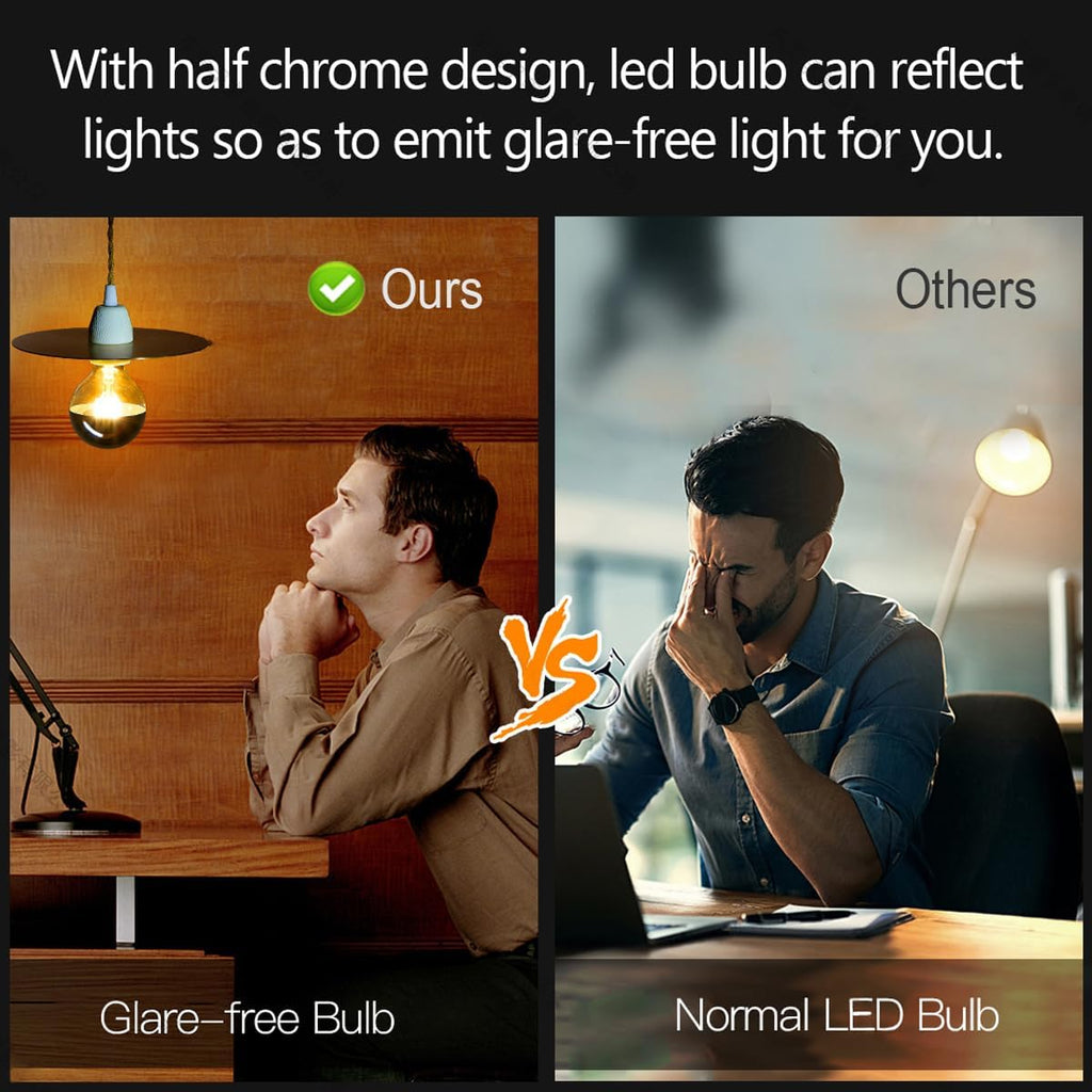 G30 Large Half Chrome Light Bulb,Dimmable 8W LED Bulbs Warm E26