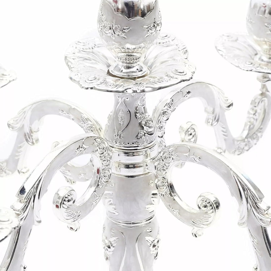5 Head Metal Vintage Candelabra Centerpieces for Tables Retro Candlestick Holders 14.5 Inch 5 Arms Decorative Pillar