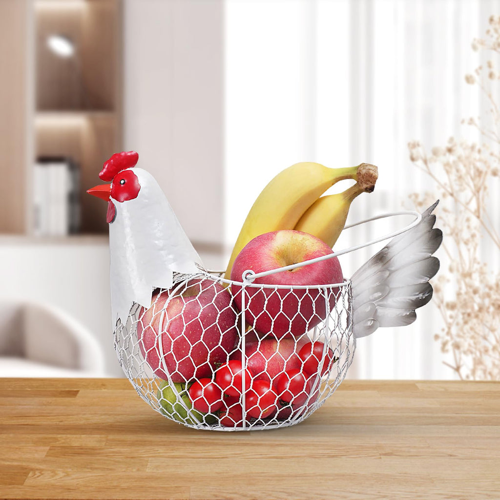 Farmhouse Metal Chicken Wire Egg Basket, Eggs Holder Bowl Kitchen Countertop