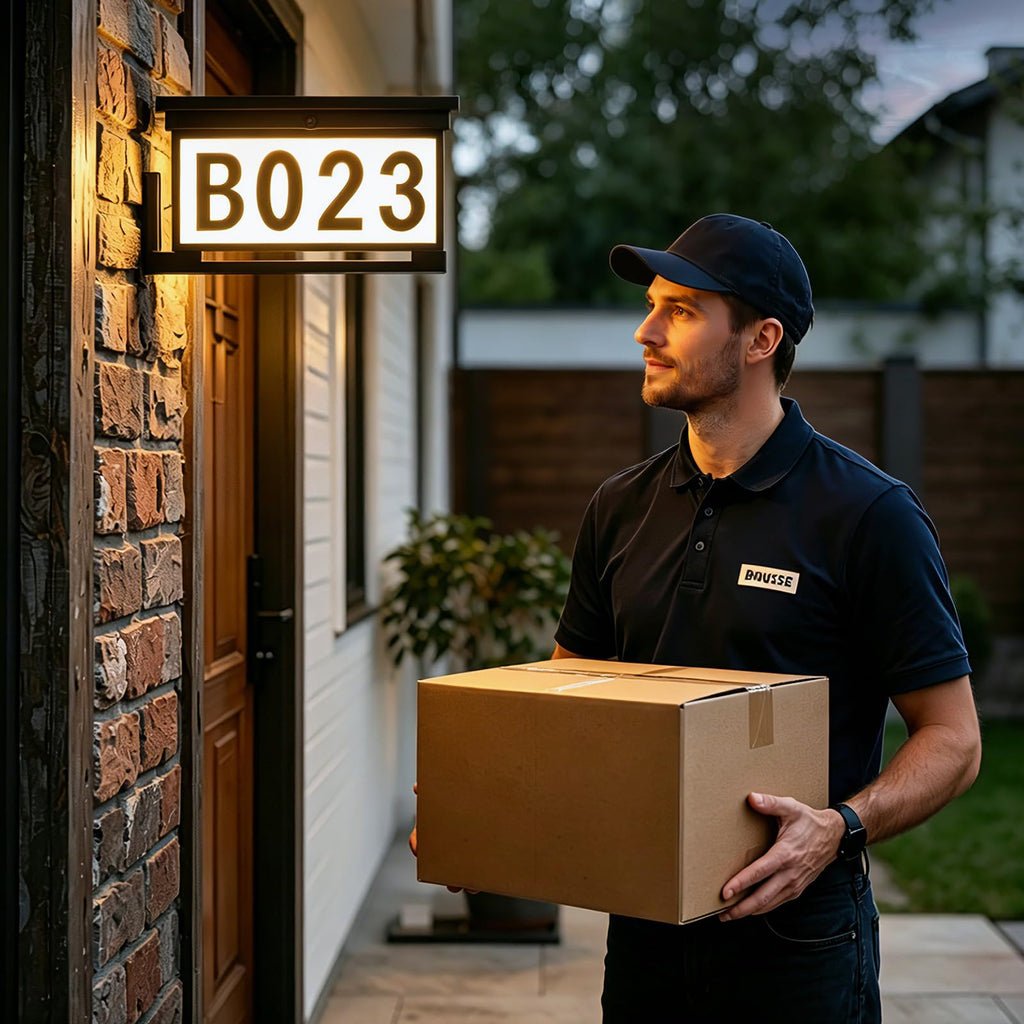 Solar Address Sign, Double-Sided LED Solar House Numbers for Outside