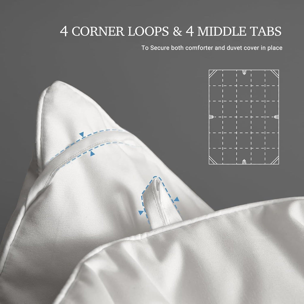 Luxury White Goose Feather Down Fiber Comforter King, 100% Cotton All Season Duvet Insert King