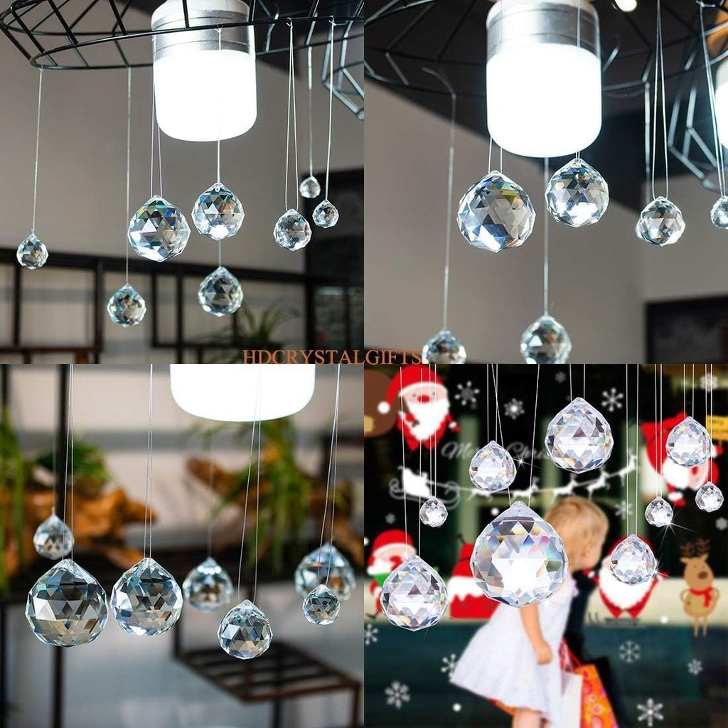13 Pack 20mm/30mm/40mm Clear Crystal Ball Prisms Suncatchers for Window - Rainbow Maker Sun Catcher Indoor Window