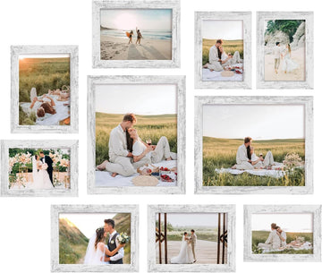 Collage Picture Frames Set of 10, Wall Decor for Mounting or Tabletop Display, Family Photo Gallery Frame Set - Multi
