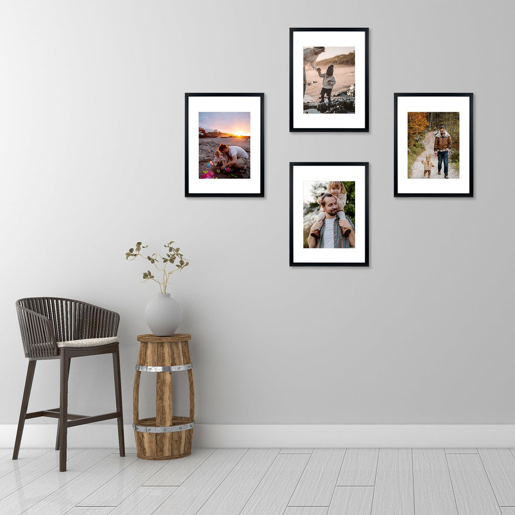 12x16 Picture Frame Black 3 Pcs in 1 set 12x16 Frame can Display 8.5x11 inch Picture with Mat or 12x16 inch Picture
