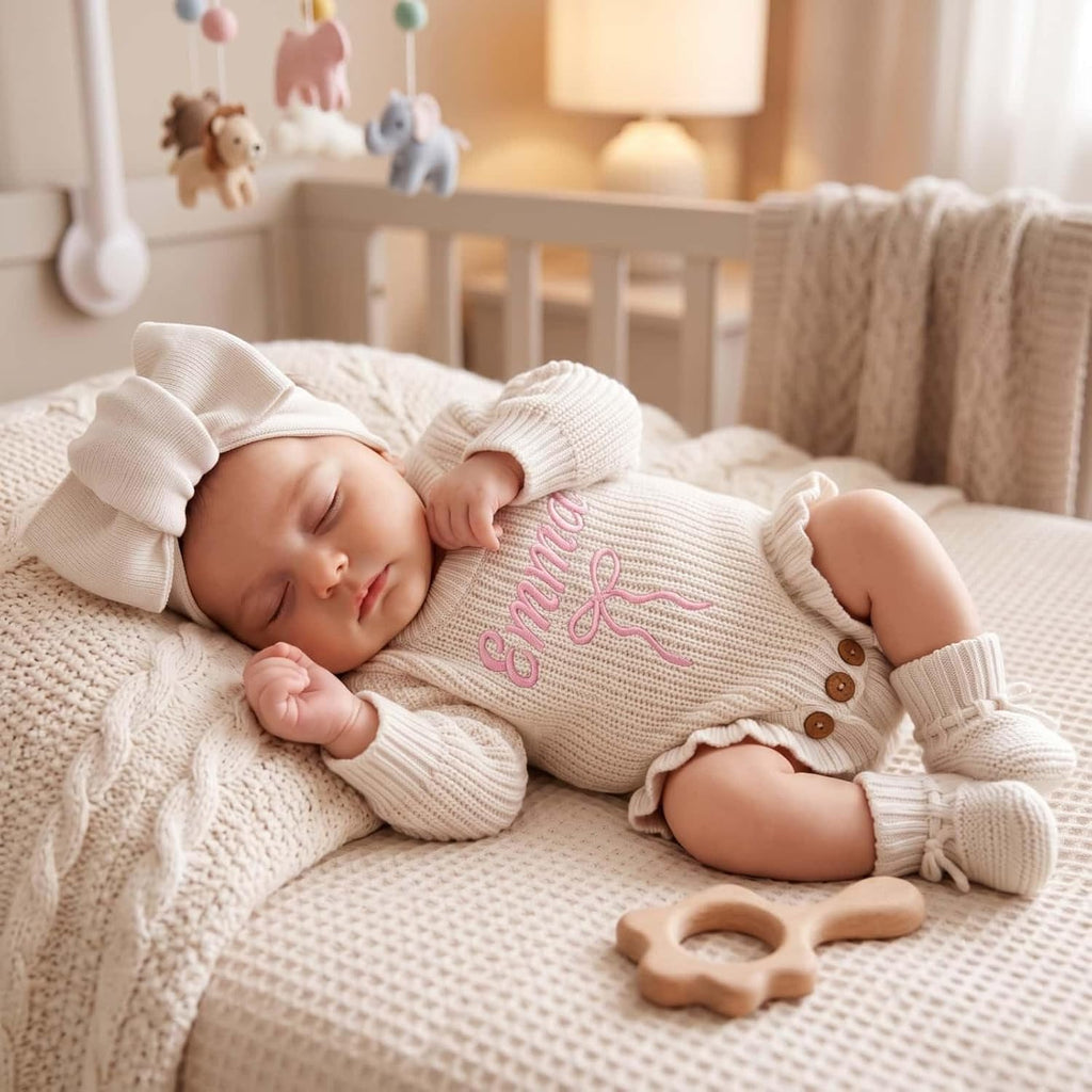 Custom Embroidered Baby Knit Romper