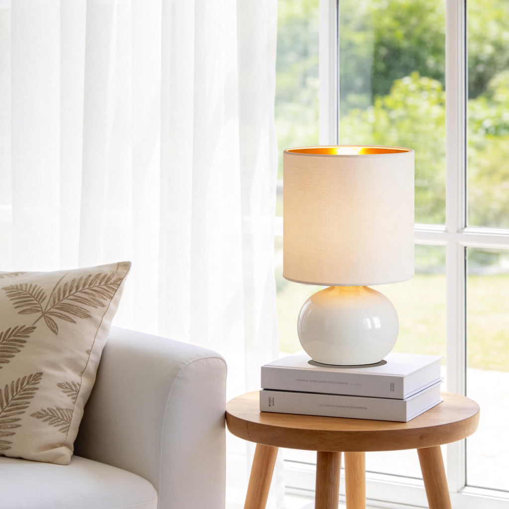 Ceramic Table Lamps Set of 2, Modern Classic Bedside Lamps for Nightstand, Small Table Lamp Living Room Desk End