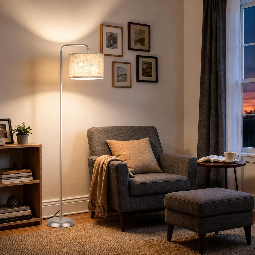 Floor Lamp, ‌Silver‌ Standing Floor Lamp with 3CCT Bulb