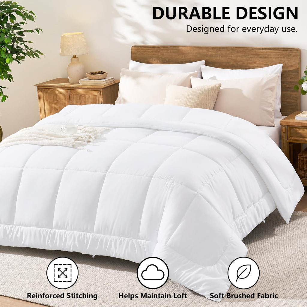 Queen Size Duvet Insert, Down Alternative Comforter, White