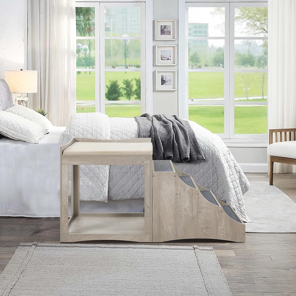 Large Pet Bunk Bed with Removable Step for Dogs and Cats