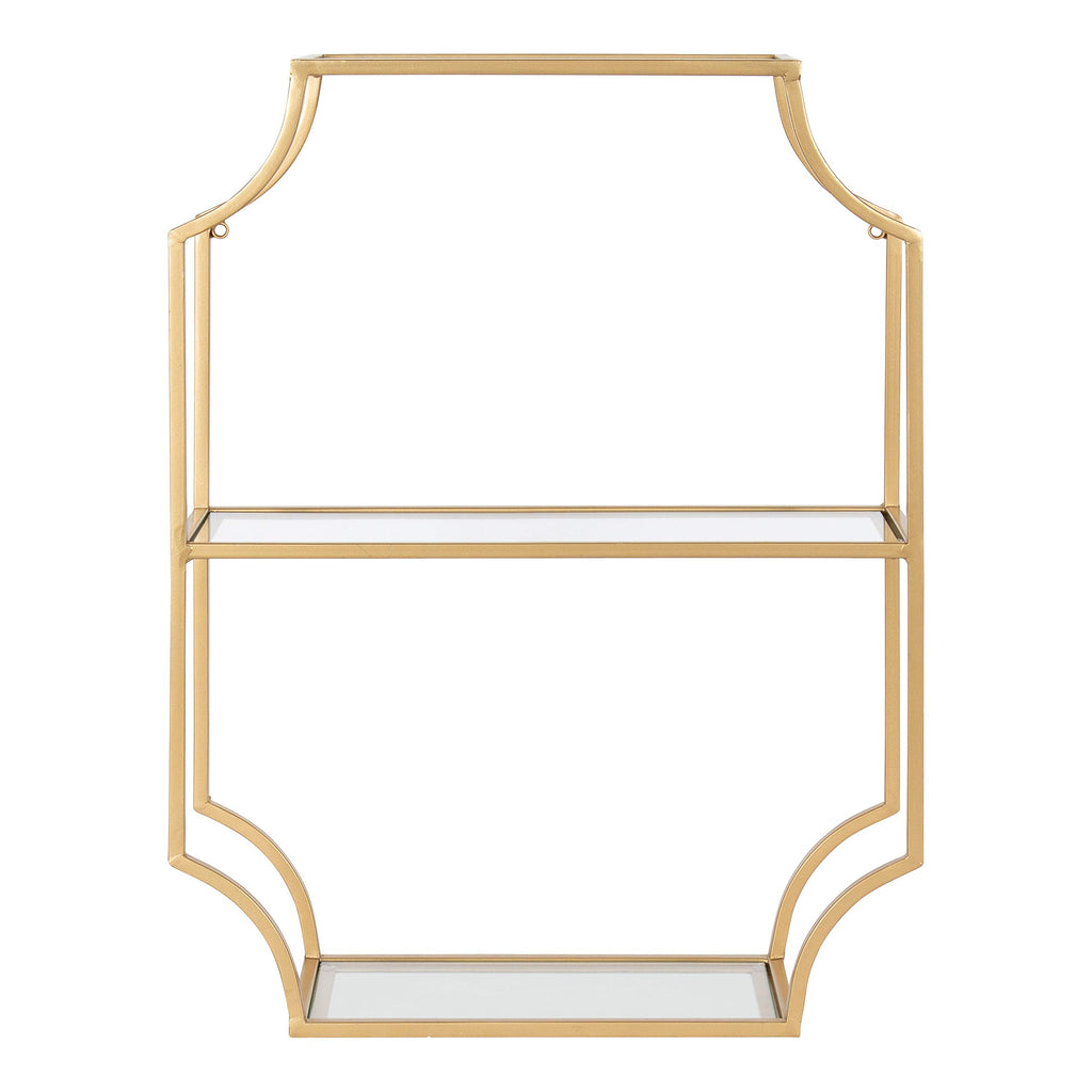 Ciel Glam Geometric Wall Shelf, 18 x 24, Gold, Decorative Shelves for Storage and Display
