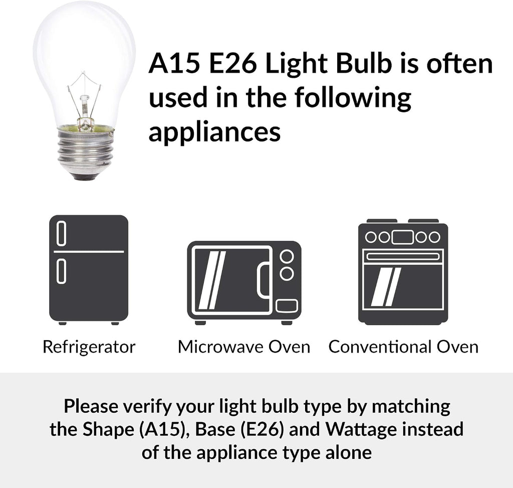 Incandescent Appliance Light Bulb A15 40W E26 2700K, 6 Pack