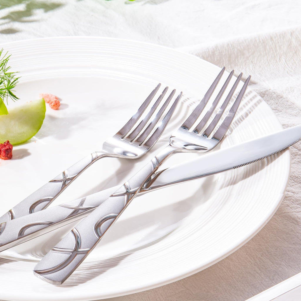 60 Pieces Stainless Steel Silverware Set, Modern Flatware Set for Kitchen, Mirror Polished Cutlery Set with Forks